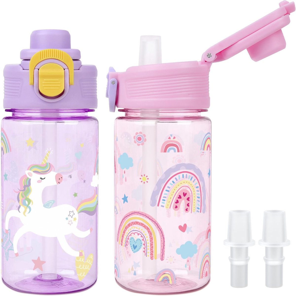 Elzusha - Drinkfles voor Kinderen 380 ml - Lekvrij met Rietje en Veiligheidssluiting