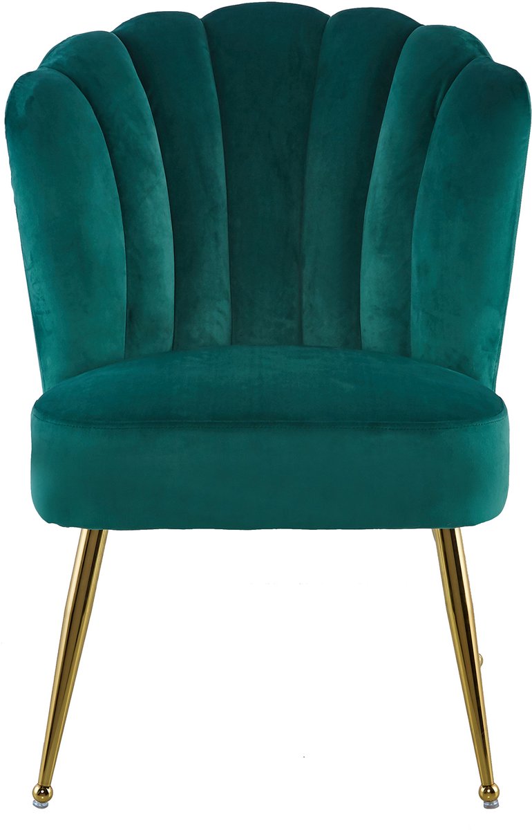 Padiro schelpfauteuil - groen - polyester - zonder armleuningen - ijzeren onderstel - hotel chique