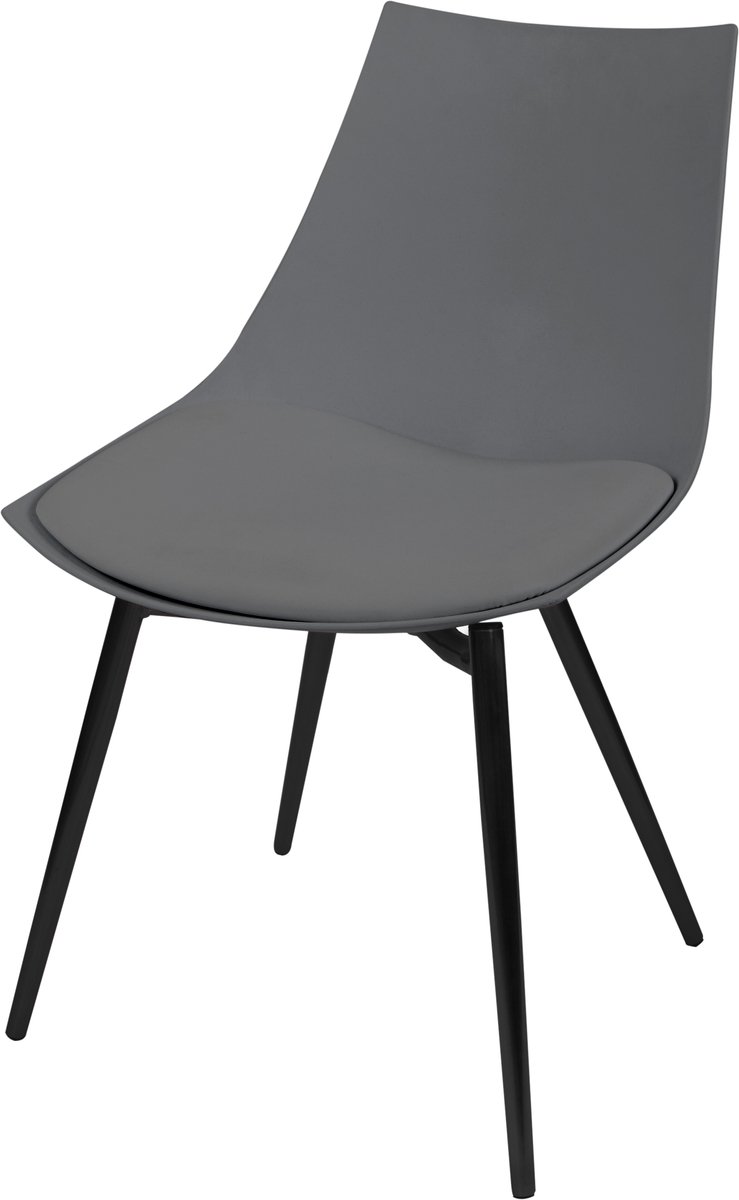 Padiro eetkamerstoelen set van 4 - grijs - kunstleer - metalen onderstel - zithoogte 46 cm - industrieel