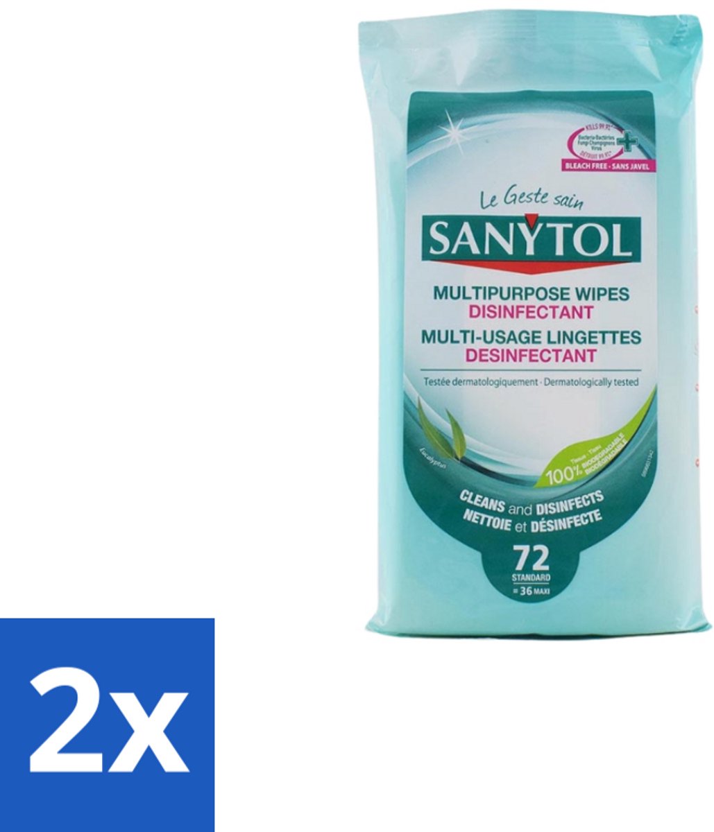 Sanytol - Ontsmettingsdoekjes - Desinfecterend - 72 Doekjes - Voordeelverpakking - 2 stuks