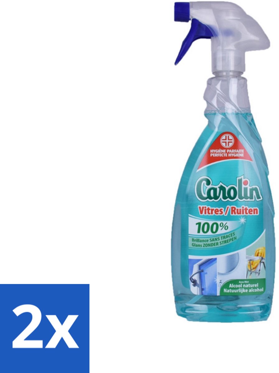 Carolin - Glas- en Ruitenreiniger - Met Natuurlijke Alcohol - 650 ml - Voordeelverpakking - 2 stuks