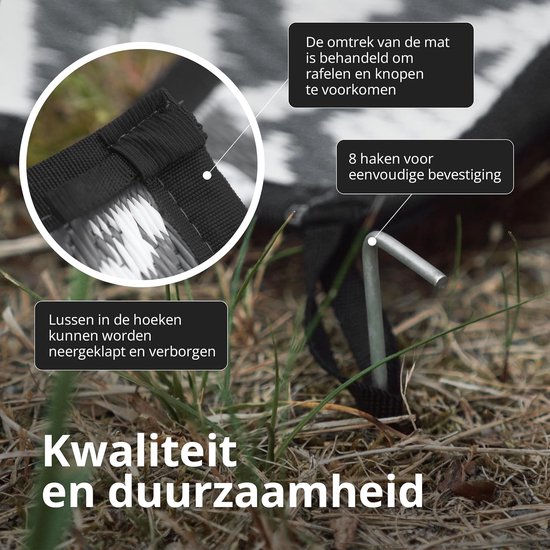 Outdoor Kleed - Picknickkleed Kampeer - Strand en Tuin - Dubbelzijdig Bruikbaar - 250x400cm - Zwart Wit — afbeelding 4