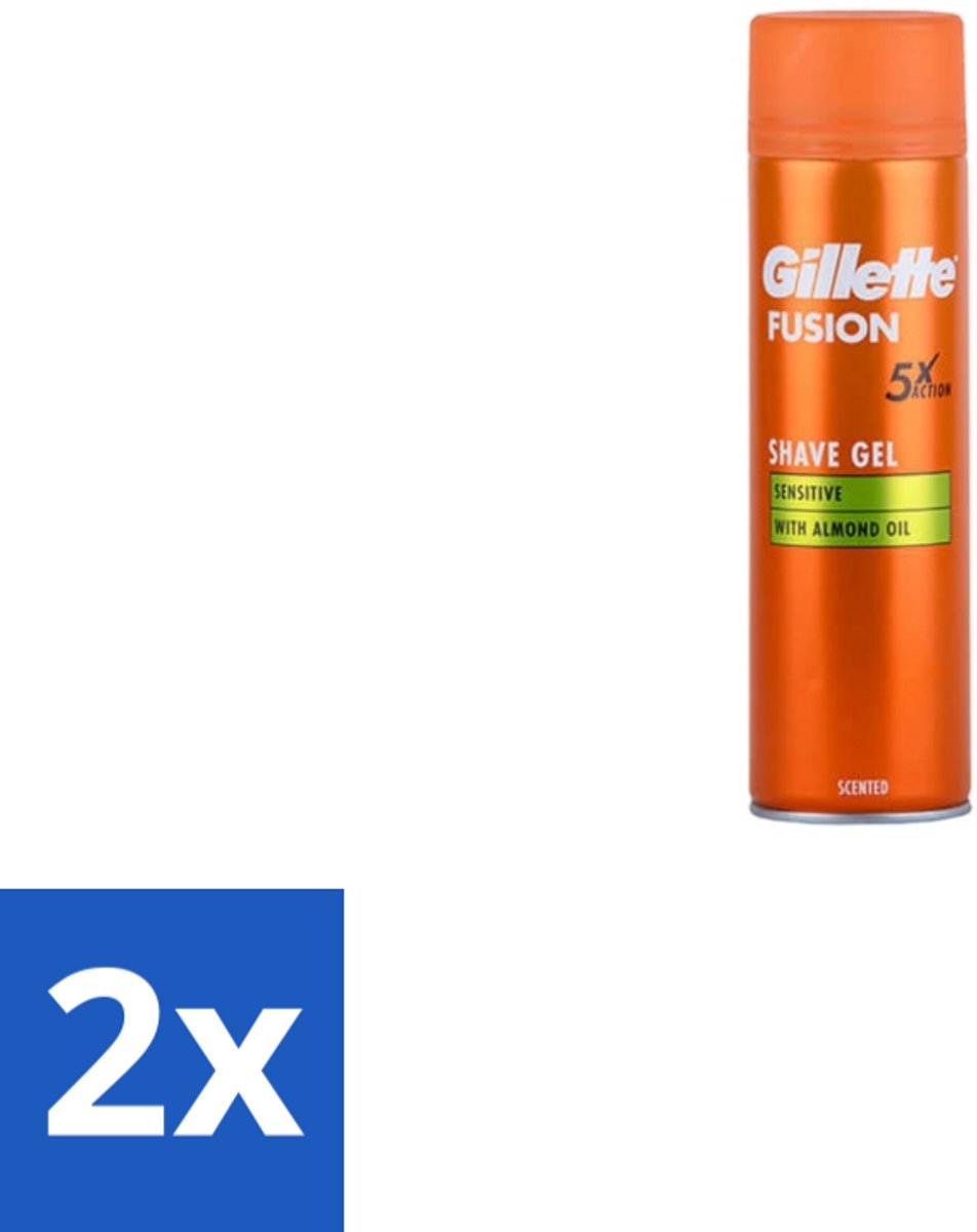 2 x Gillette Fusion 5 Scheergel - Ultra Sensitive - 200 ml - Scheergel - Gevoelige Huid - Scheren - Comfort - Irritatie