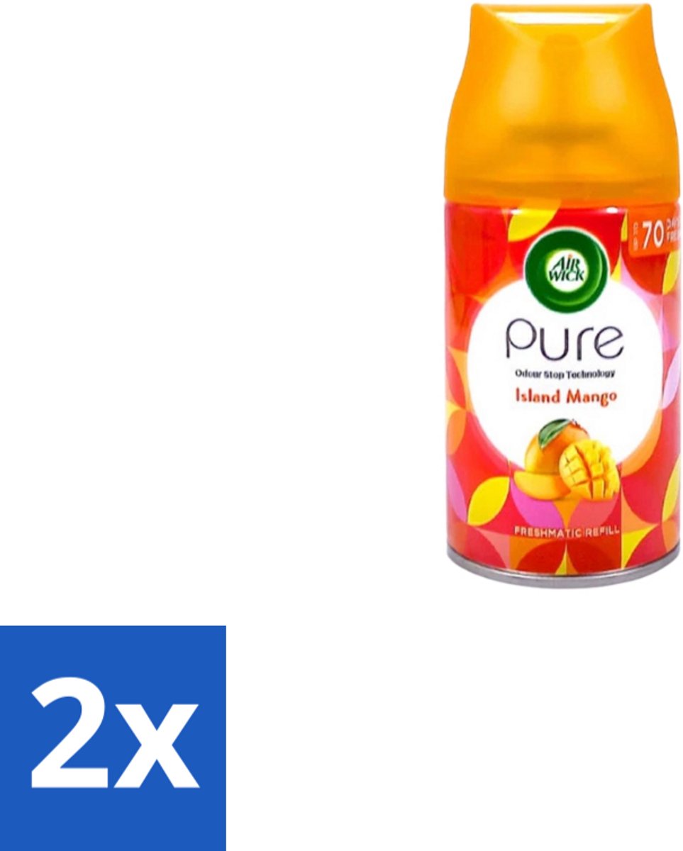 2 x Air Wick – Luchtverfrisser Navulling – Island Mango – 250 ml - Luchtverfrisser - Tropische Geur - Mango Geur - Geur Neutralisatie - Frisse Geur
