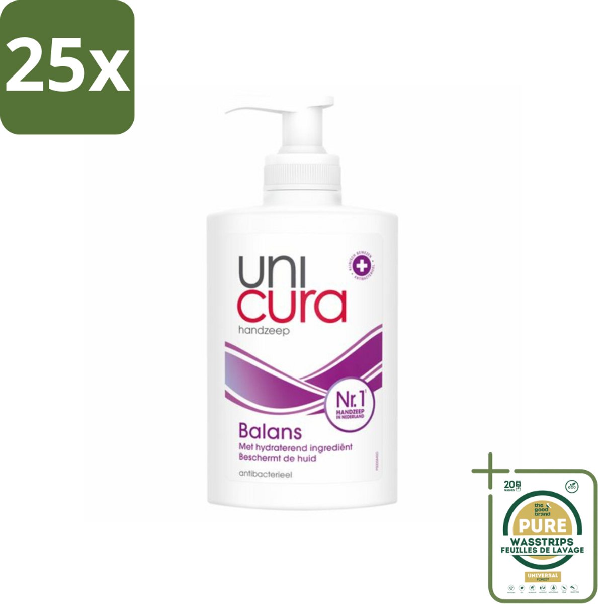 25 x Unicura - Vloeibare Handzeep - Anti Bacterieel - Balans - 250 ml - Grootverpakking - Handzeep - Antibacterieel - Handen Reinigen - Huid Verzorgen - Natuurlijke Handzeep