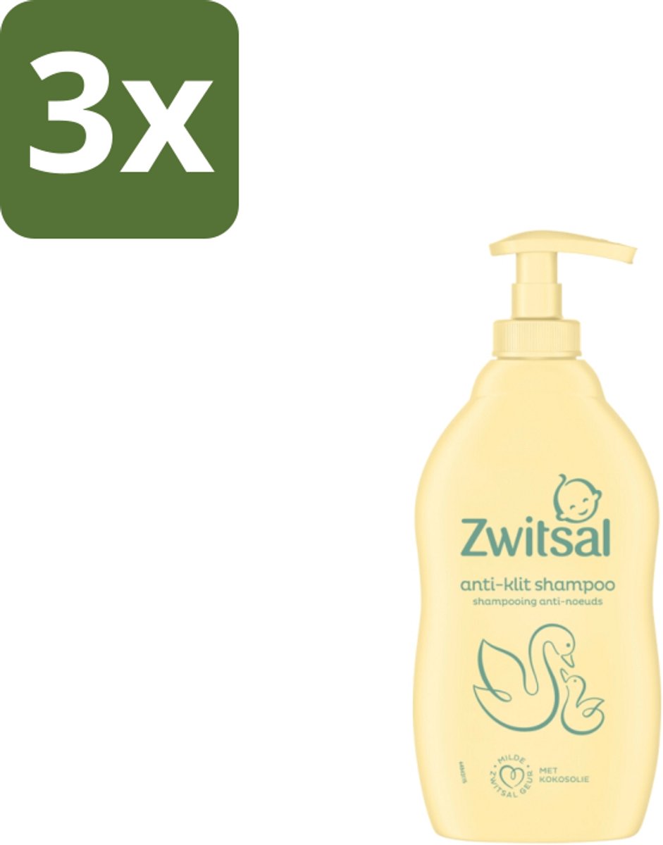 3 x Zwitsal – Shampoo – Anti-Klit – 400 ml - Baby Shampoo - Anti-klit Shampoo - Zwitsal Shampoo - Baby Haar Verzorging - Babyhuid Bescherming