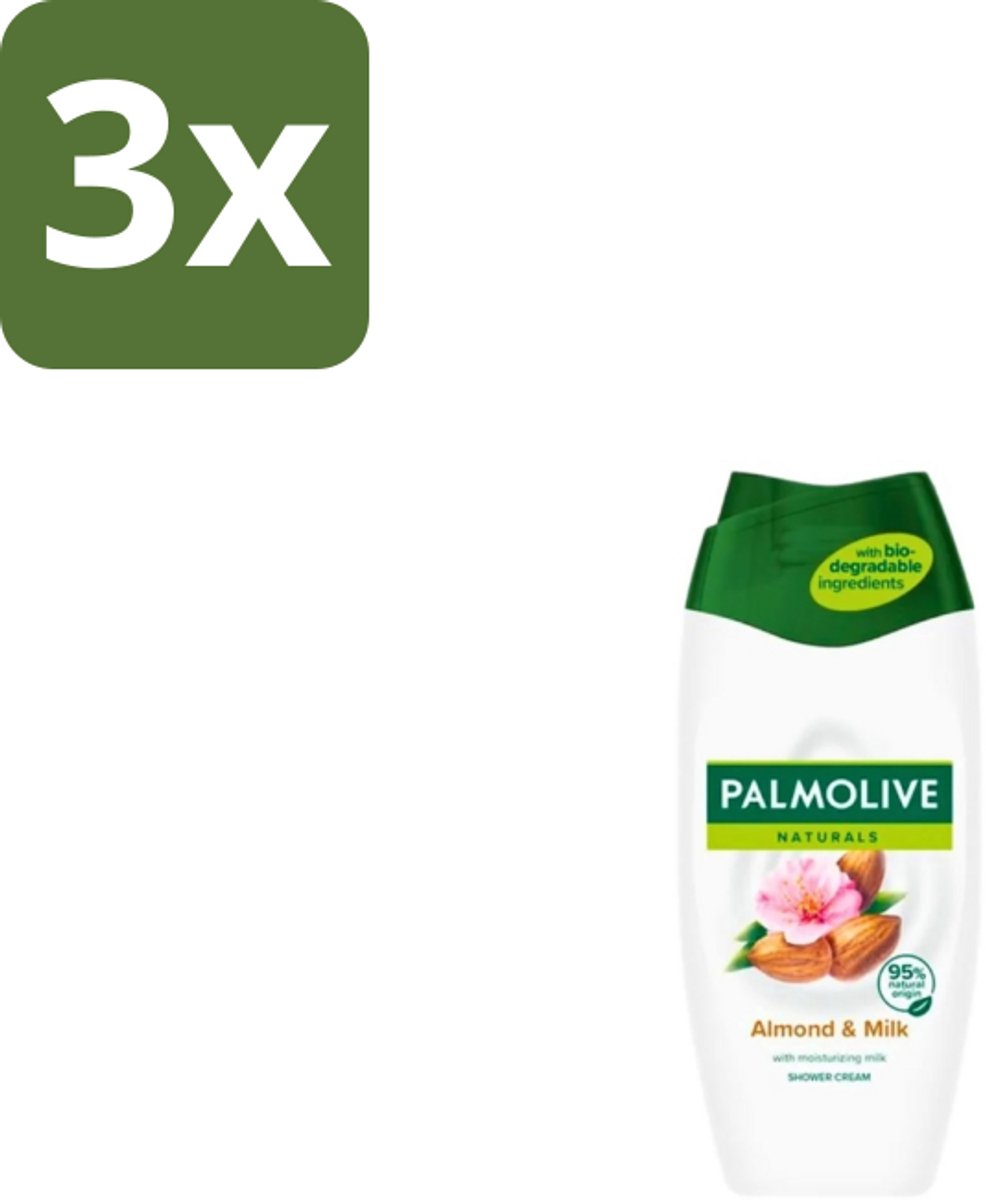 3 x Palmolive – Douchecrème – Naturals Almond & Milk – 500 ml - Douchecrème - Natuurlijke Reiniging - Zachte Huid - Hydraterende Douchecrème - Amandel En Melk