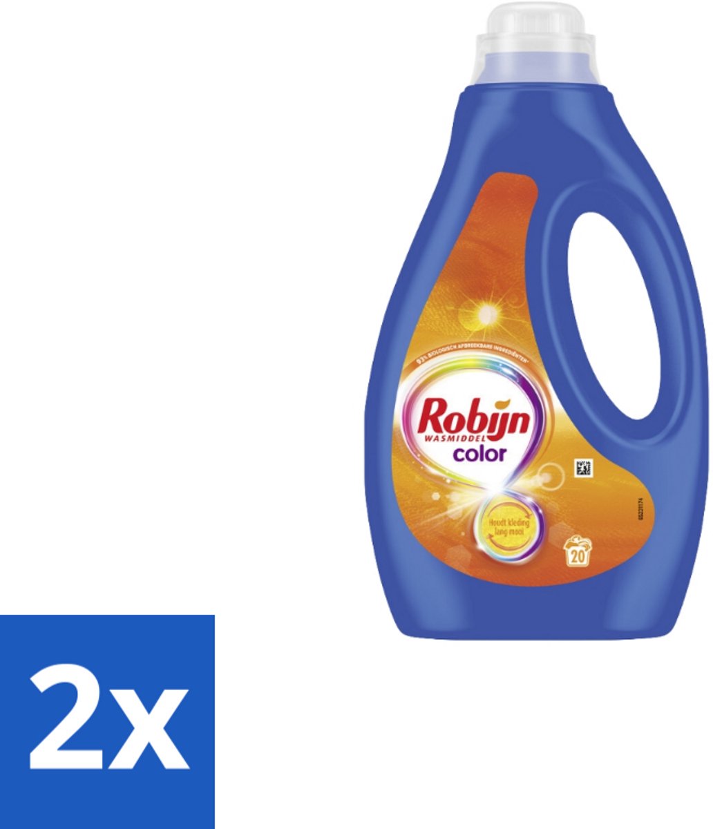 Robijn – Vloeibaar Wasmiddel – Color – 20 wasbeurten - Voordeelverpakking - 2 stuks