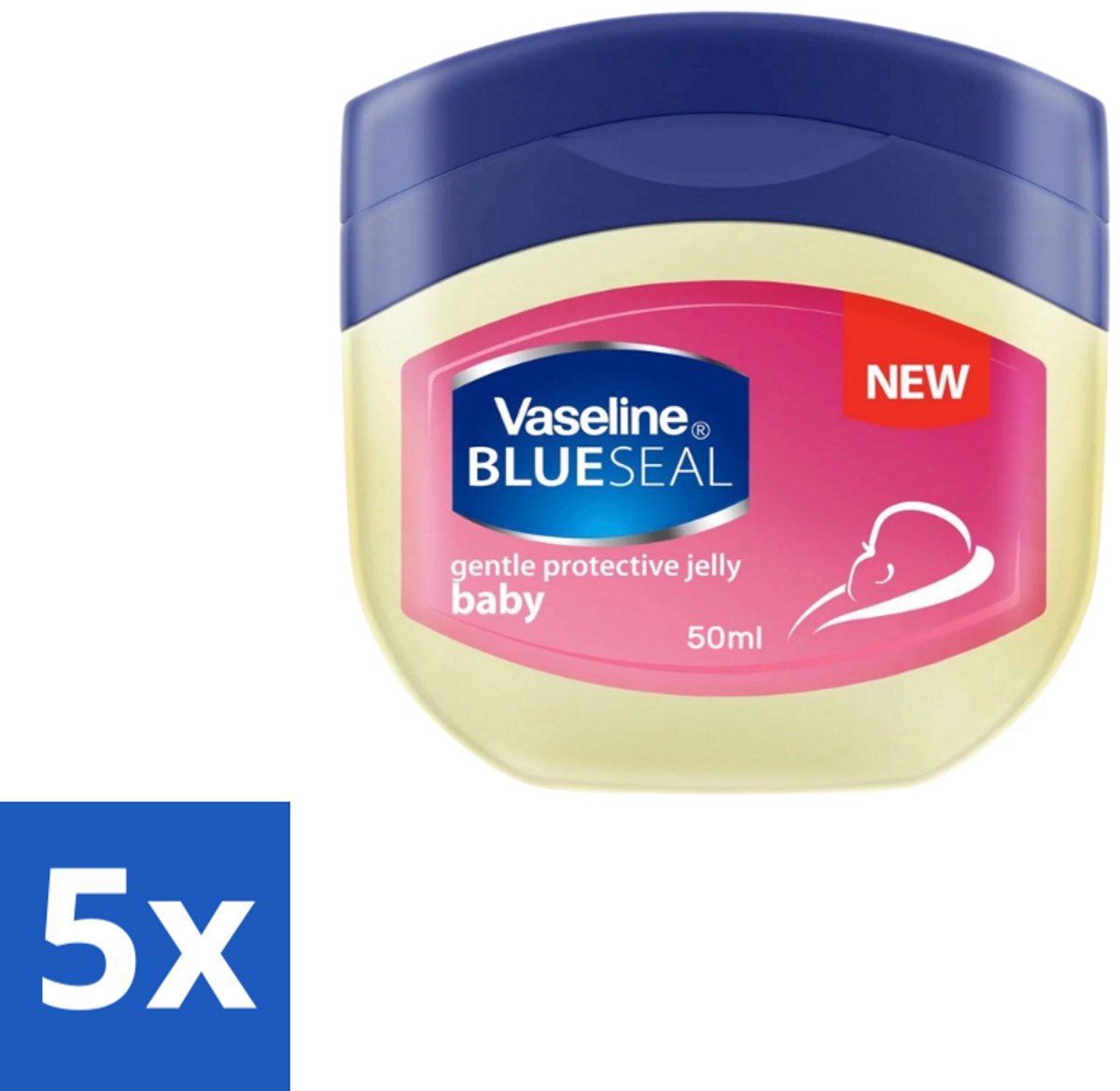 5 x Vaseline Baby – Beschermende Jelly – Blue Seal Gentle Protective – 100 ml - Babyhuidbescherming - Luieruitslag - Droge Huid - Huidbarrière - Uitdroging