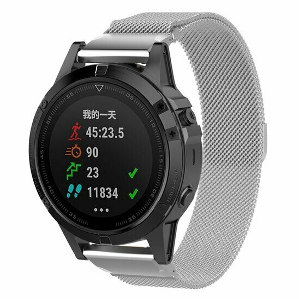 By Qubix - Geschikt voor Garmin bandje - 22mm Quickfit - Milanese bandje -Zilver - Geschikt voor Garmin Fenix 9 / 9 pro - 47mm