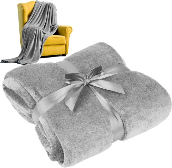 Fleece Deken - Zachte Plaid - Gezelligheid Thuis - Coral Fleece Materiaal - 200x220 cm - Grijs Fleece Deken - Zachte Plaid - Gezelligheid Thuis - Coral Fleece Materiaal - 200x220 cm - Grijs