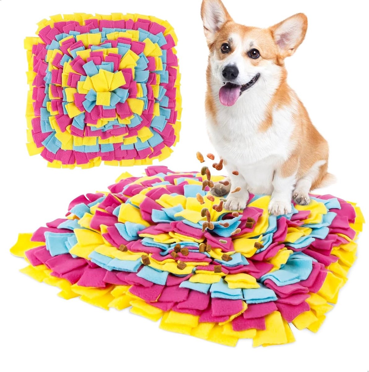 Hondenmat tegen geur, interactieve spellen voor kleine en middelgrote honden, wasbaar, vierkant, 35 x 35 cm, comfortabele hondenaccessoires
