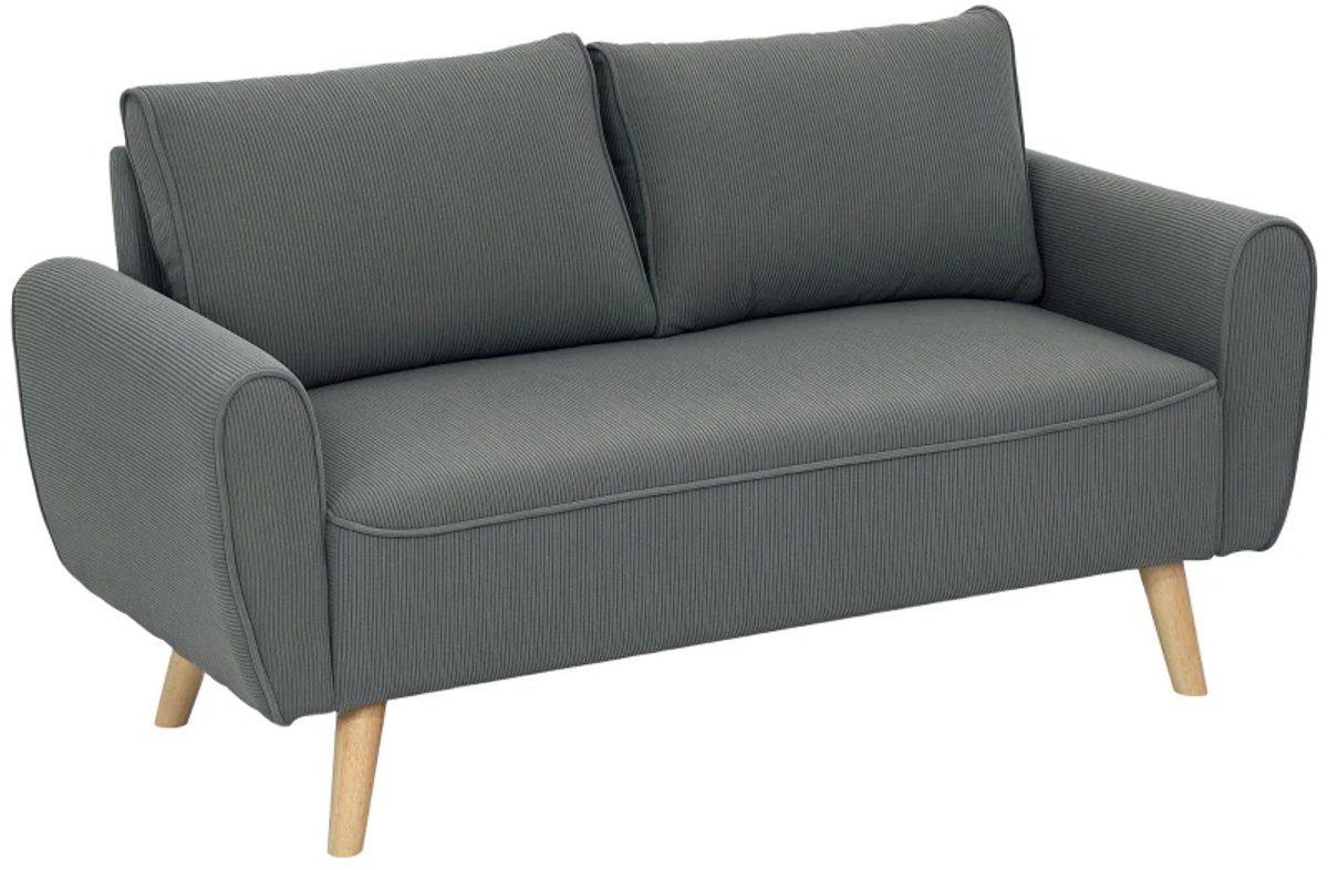 2-zitsbank Van Stof Met 2 Rugkussens - Koordhoes - 145 x 75 x 78 cm - Antraciet
