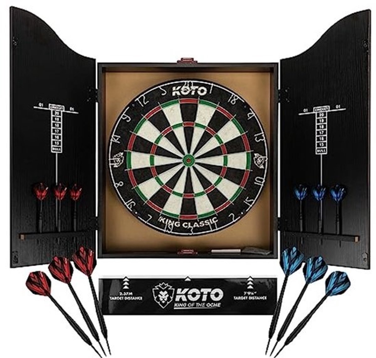 Darts Center - Dartbord Kast met Complete Set voor Beginners