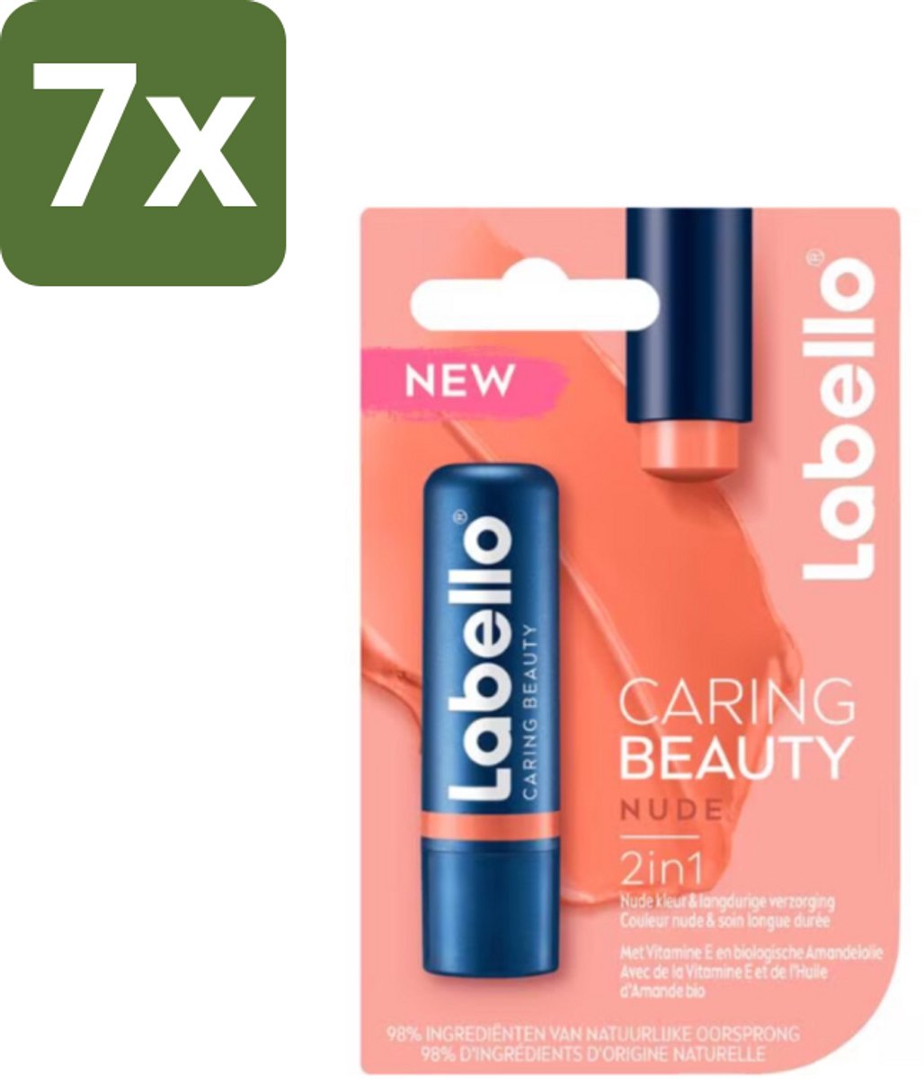 Labello – CLippenbalsem – aring Beauty Nude – 6 ml - Bulkverpakking - 7 stuks