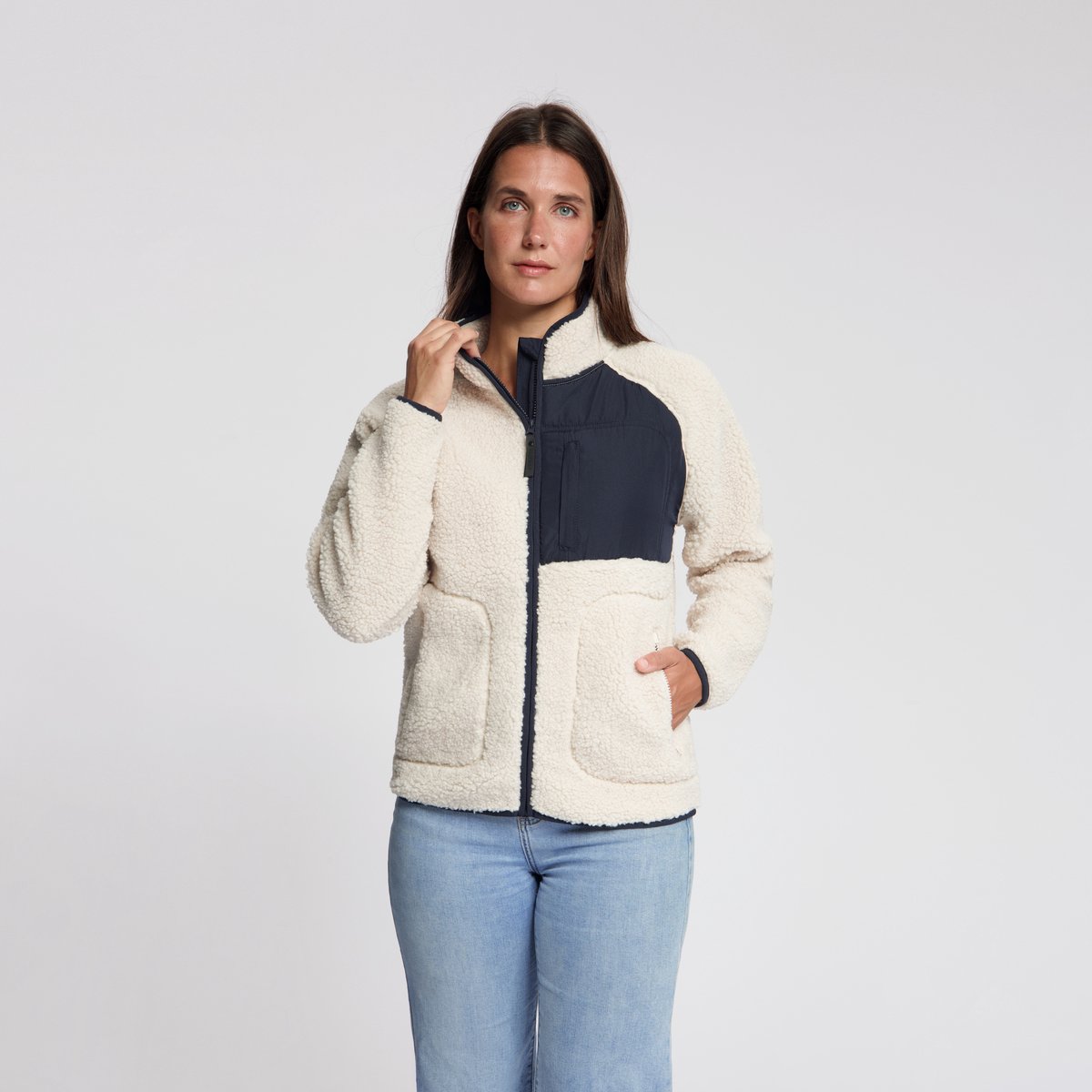 Travelin' Odile Dames - Outdoorvest - Teddy - Gebroken wit