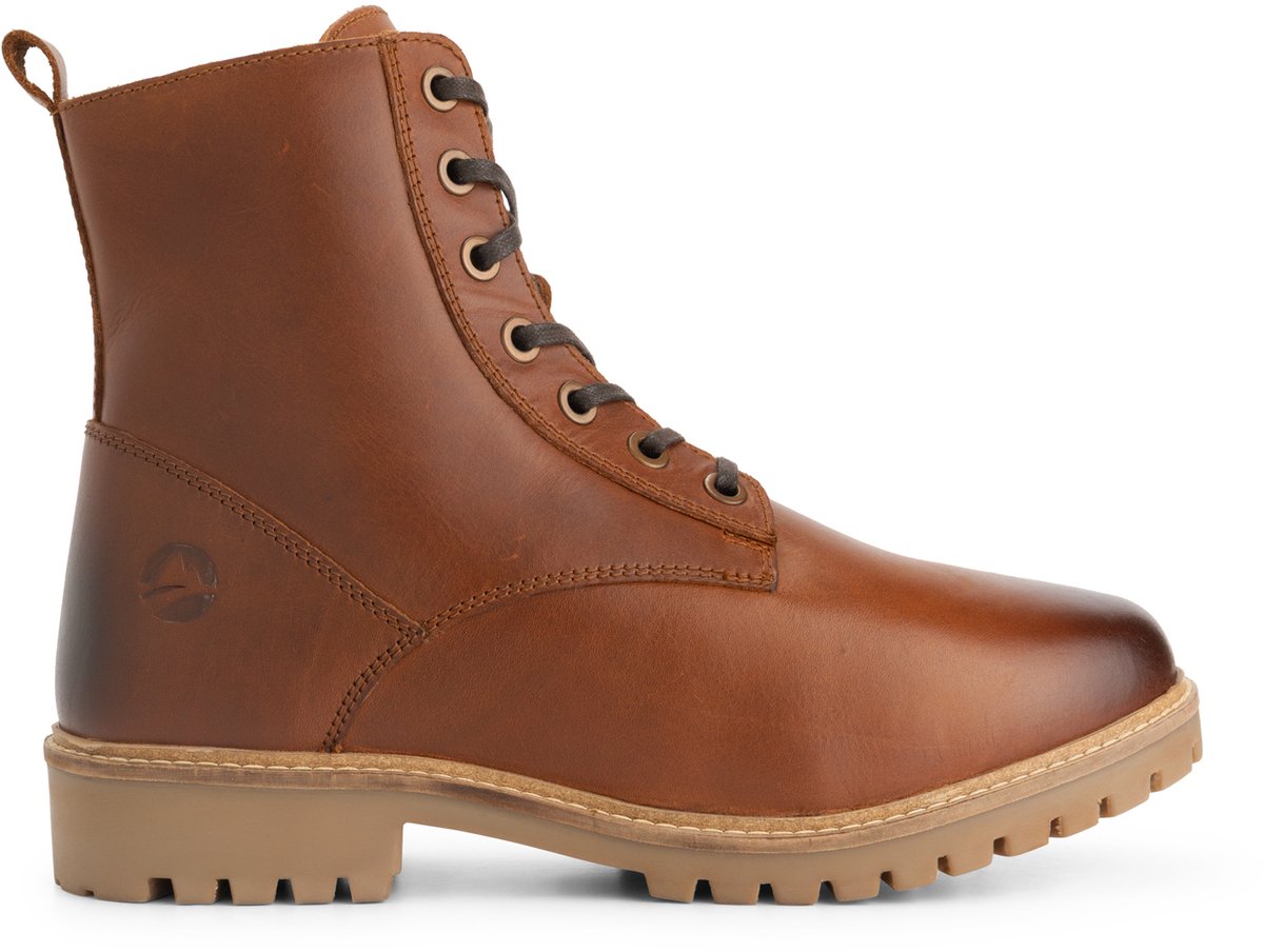 Travelin’ Rosendal Heren Veterboots met rits Wol gevoerd Cognac Bruin