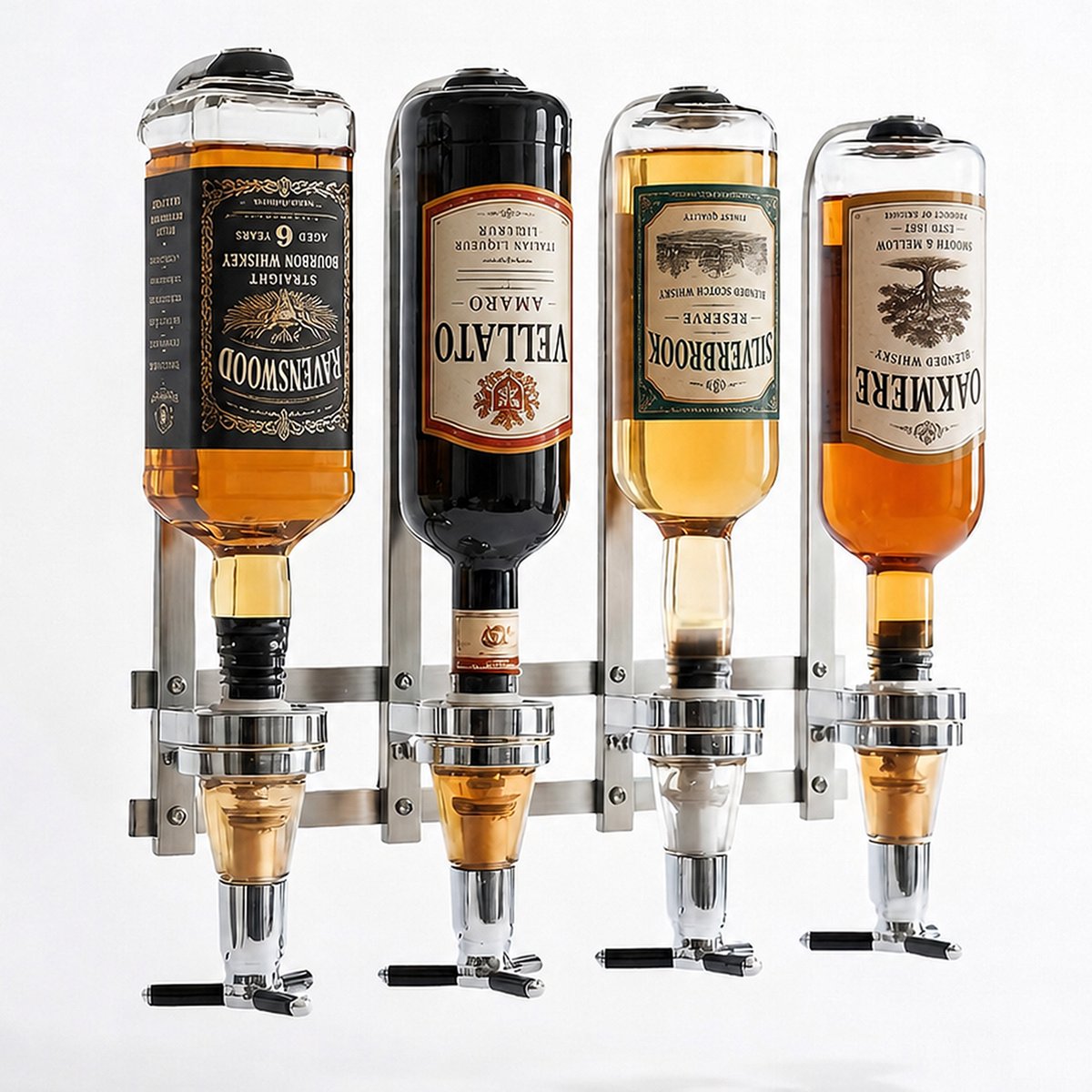 Nolad - Drankdispenser - 4 flessen - Inc Montagemateriaal - RVS
