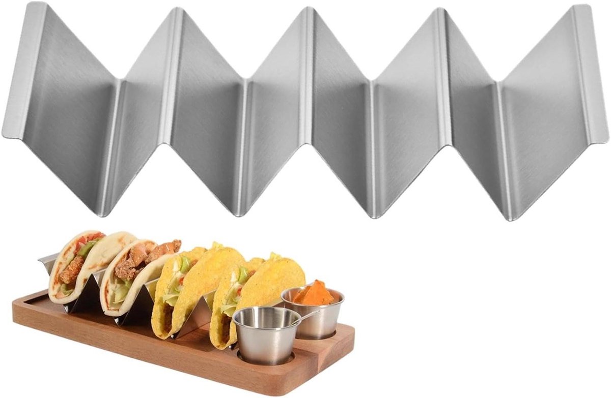 Tortilla Houder - Taco Rack - Taco's Serveren - Roestvrij Staal - 268 x 10 cm - Zilverkleurig