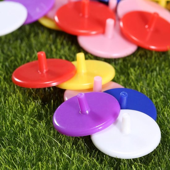 100 Stuks Multi-Color Golf Ball Markers - Plastic Flat Ronde Golfmarkers voor Precisie en Identificatie — afbeelding 2