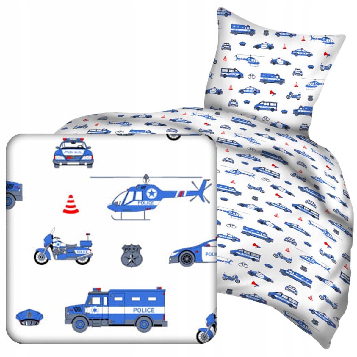 Kinderbeddenset blauw met politieauto's 90x120 cm