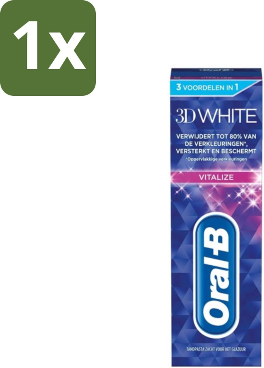 1 x Oral-B - 3D White Vitalize - Tandpasta - Whitening - 75 ml - Tandpasta Whitening - Tanden Versterken - Glazuur Beschermen - Tanden Verkleuren - Stralende Lach