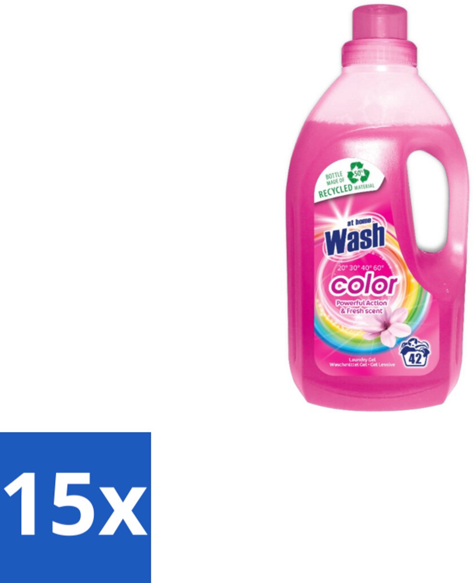 At Home Wasmiddel Color 42 Wasbeurten Kleur 1,5 liter - Bulkverpakking - 15 stuks