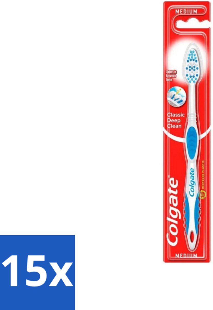 Colgate - Tandenborstel - Classic Deep Clean Medium - 1 Tandenborstel - Bulkverpakking - 15 stuks