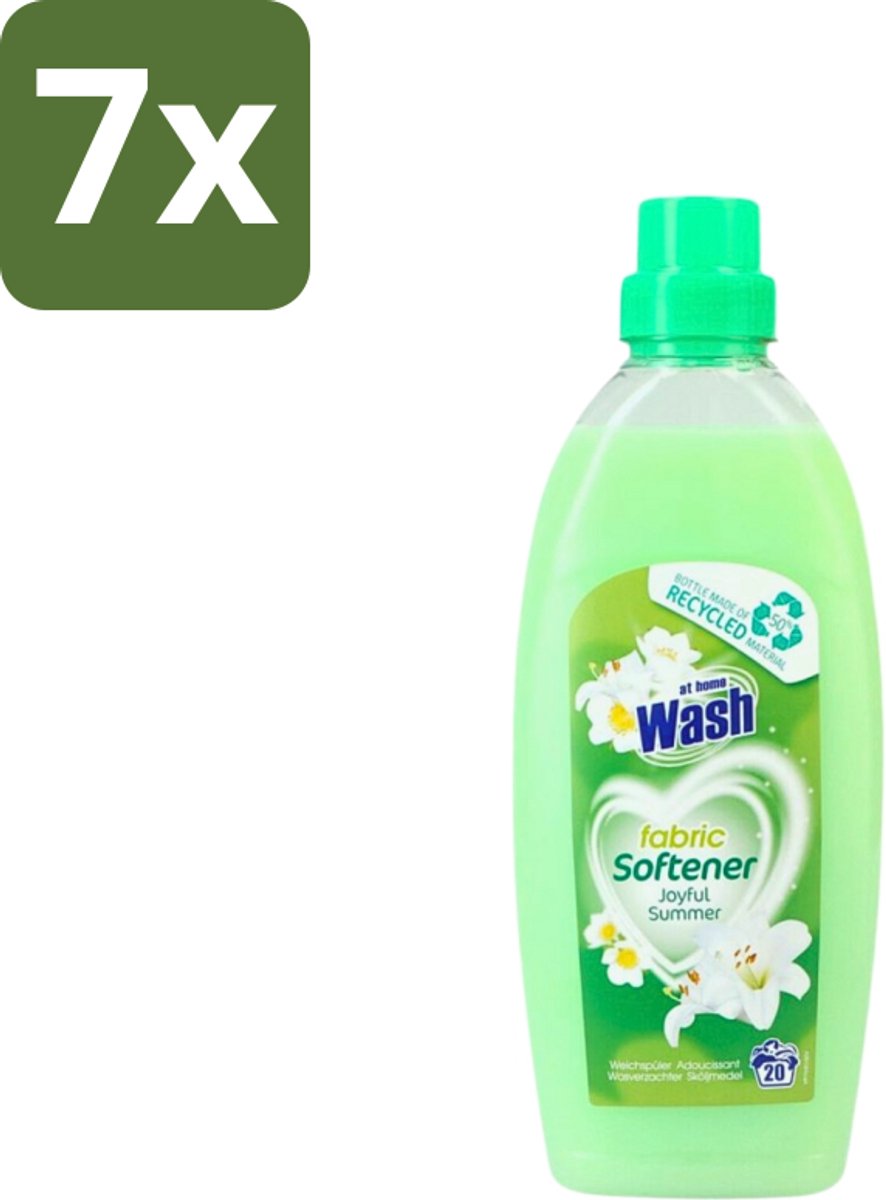 7 x At Home - Wash - Wasverzachter - Joyful Summer - 20 Wasbeurten - Wasverzachter - Wasverzachter Joy Summer - Wasverzachter Voor Kleding - Wasverzachter Voor Alle Stoffen - Wasverzachter Voor Katoen