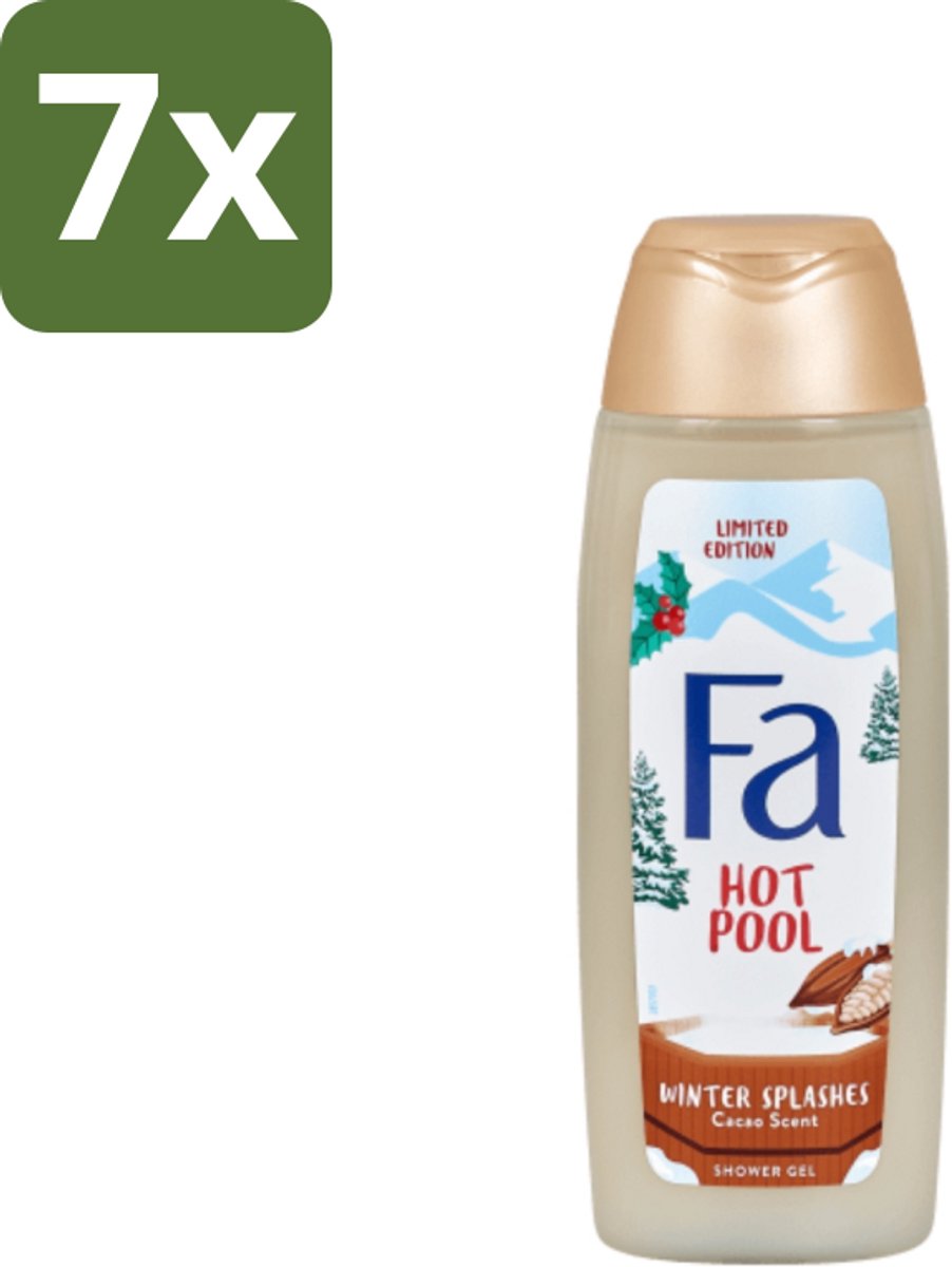 7 x Fa - Douchegel - Winter Splashes Hot Pool Cacao - Warm & Verwarmend - Verzachtend - 250 ml - Douchegel - Winter - Verwarmend - Cacao - Verzachtend
