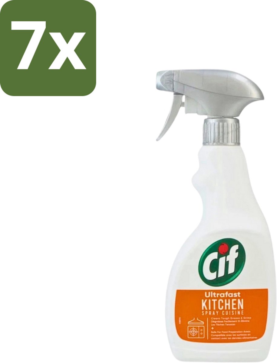 7 x Cif - Keuken Spray - Super Snel - Verwijdert Hardnekkig Vuil - 500ml - Keuken Spray - Vet Verwijderen - Snel Schoonmaken - Keuken Schoonmaken - Vuil Verwijderen