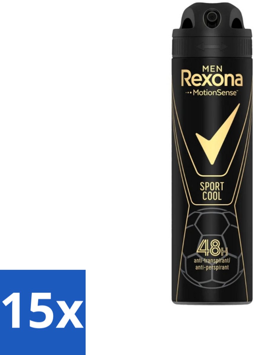 15 x Rexona Men - Sport Cool - Deodorant Spray - Anti Transpirant - 150 ml - Sport Deodorant - Anti Transpirant - Zweetvermindering - Frisheid - Deodorant Spray