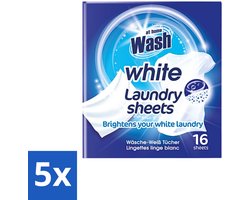 5 x At Home - Wash - Wasdoekjes - Witte Was - Tegen Verkleuring - 12 Doekjes - Witte Wasdoekjes - Wasdoekjes Witte Was - Wasdoekjes Tegen Kleuruitloop - Wasdoekjes Voor Witte Stoffen - Wasdoekjes Handwas
