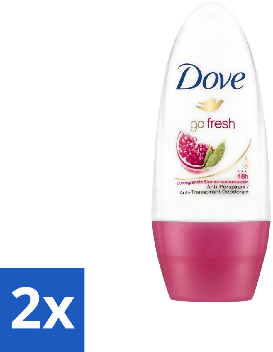 2 x Dove - Deodorant - Roll-on Go Fresh Granaatappel - Frisse geur - 50 ml - Dove Go Fresh - Granaatappel - Roll-on Deodorant - Anti-transpirant - Fruitige Geur