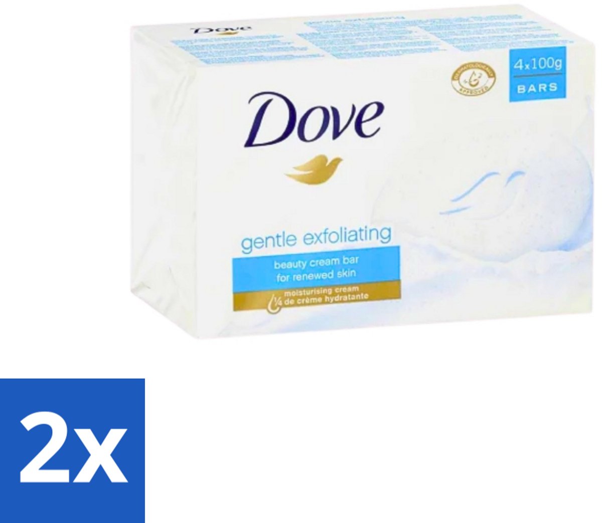 2 x Dove - Zeep - Gentle Exfoliating - Verfrissend - 4 x 100 g - Dove Beauty Bar - Exfolierende Zeep - Zachte Huid - Vochtige Huid - Huidverzorging