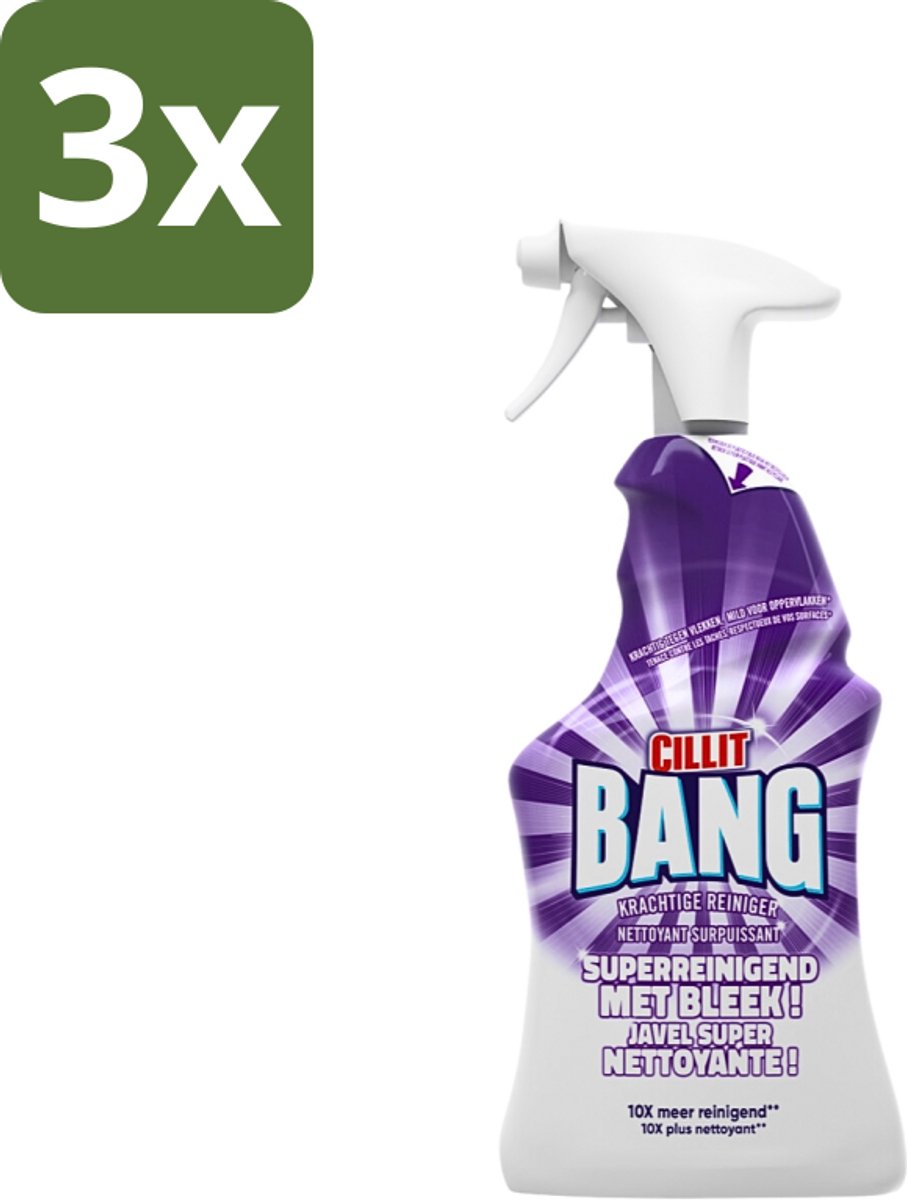 3 x Cillit Bang - Bleek - Verwijdert Hardnekkig Vuil - Sterke Bleekwerking - 750 ml - Superreinigend - Bleek - Reiniging - Hygiëne - Vuil Verwijderen