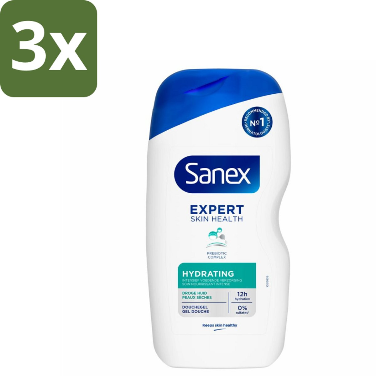 3 x Sanex Douchegel Expert Skin Health Hydrating 400 ml - Hydratatie Huid - Douchegel - Huid Verzorging - Glycerine - Inuline