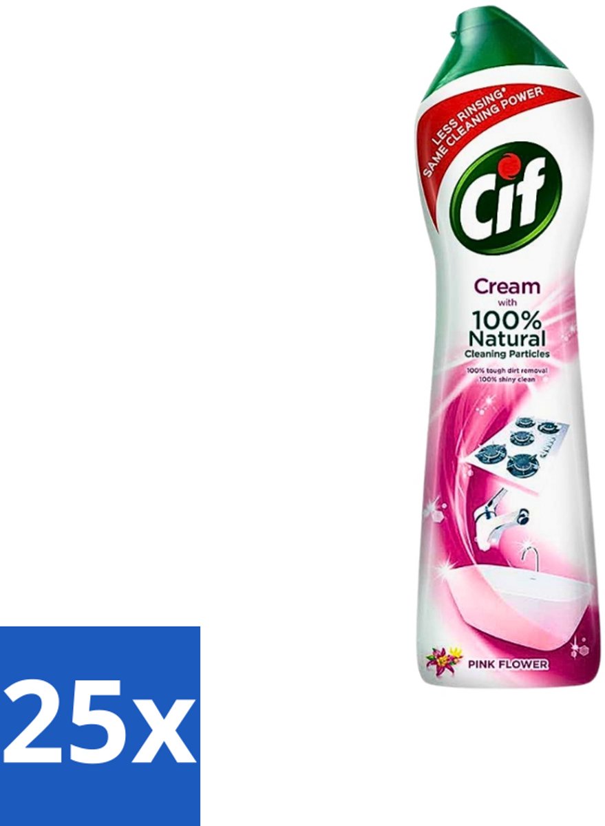 Cif - Badkamer & Keuken - Schuurmiddel - Cream Pink Flower - 500 ml - Bulkverpakking - 25 stuks