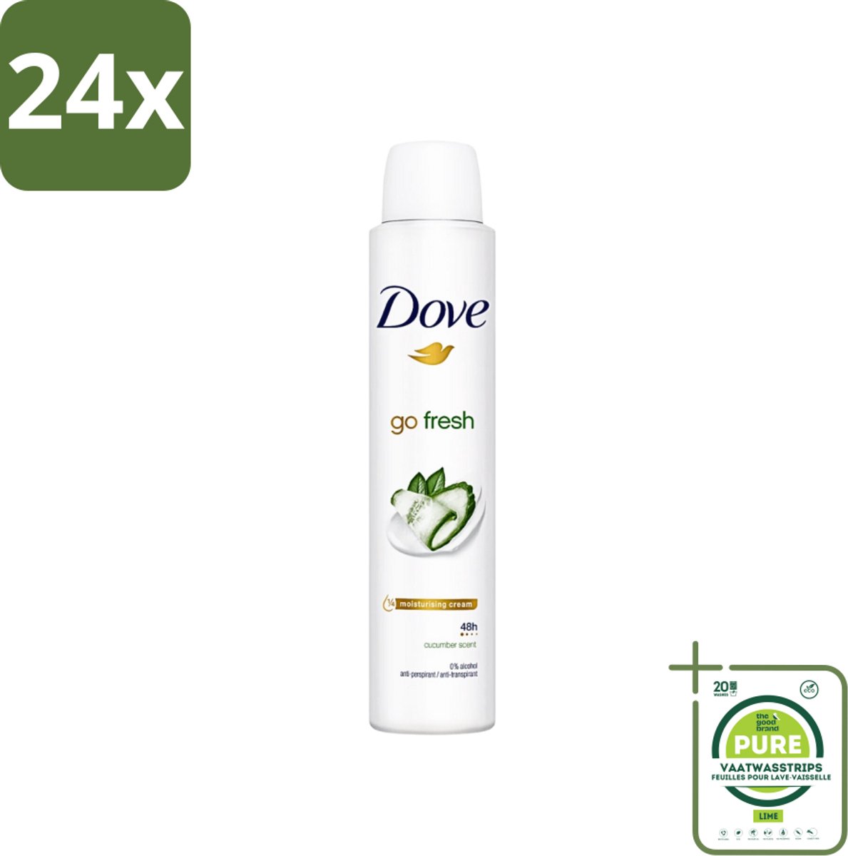 Dove Go Fresh - Deospray - Groene Thee & Komkommer - 200 ml - Voordeelverpakking - 24 stuks - Dove Go Fresh - Deodorant