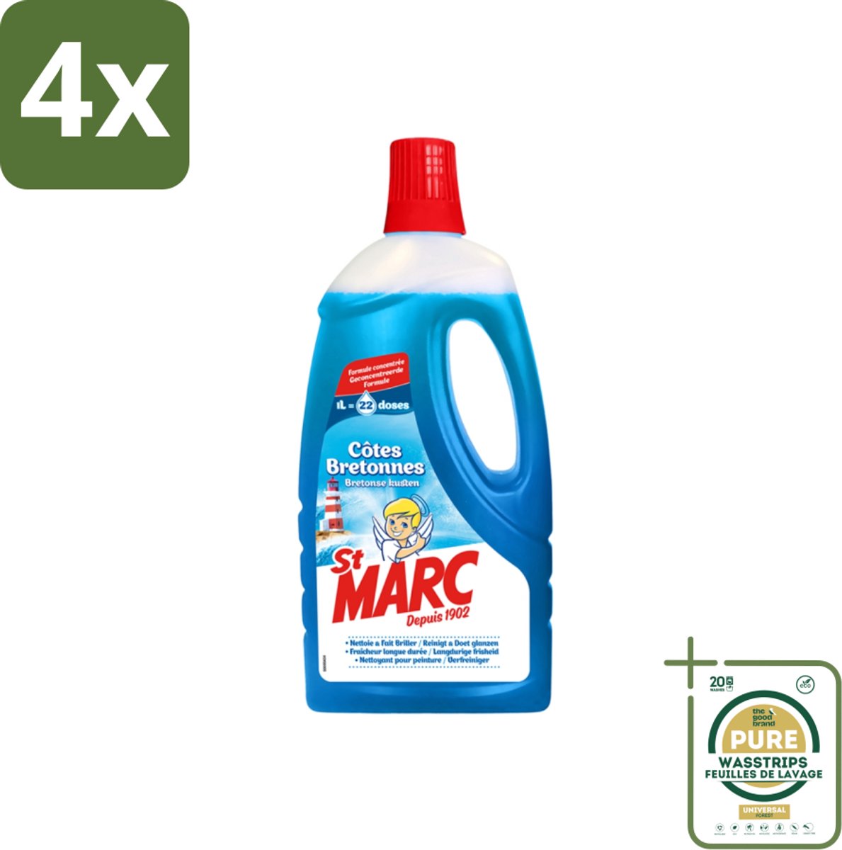 St. Marc - Allesreiniger - 22 Dossissen - 1L - Voordeelverpakking - 4 stuks - Ontvetter - Biologisch afbreekbaar