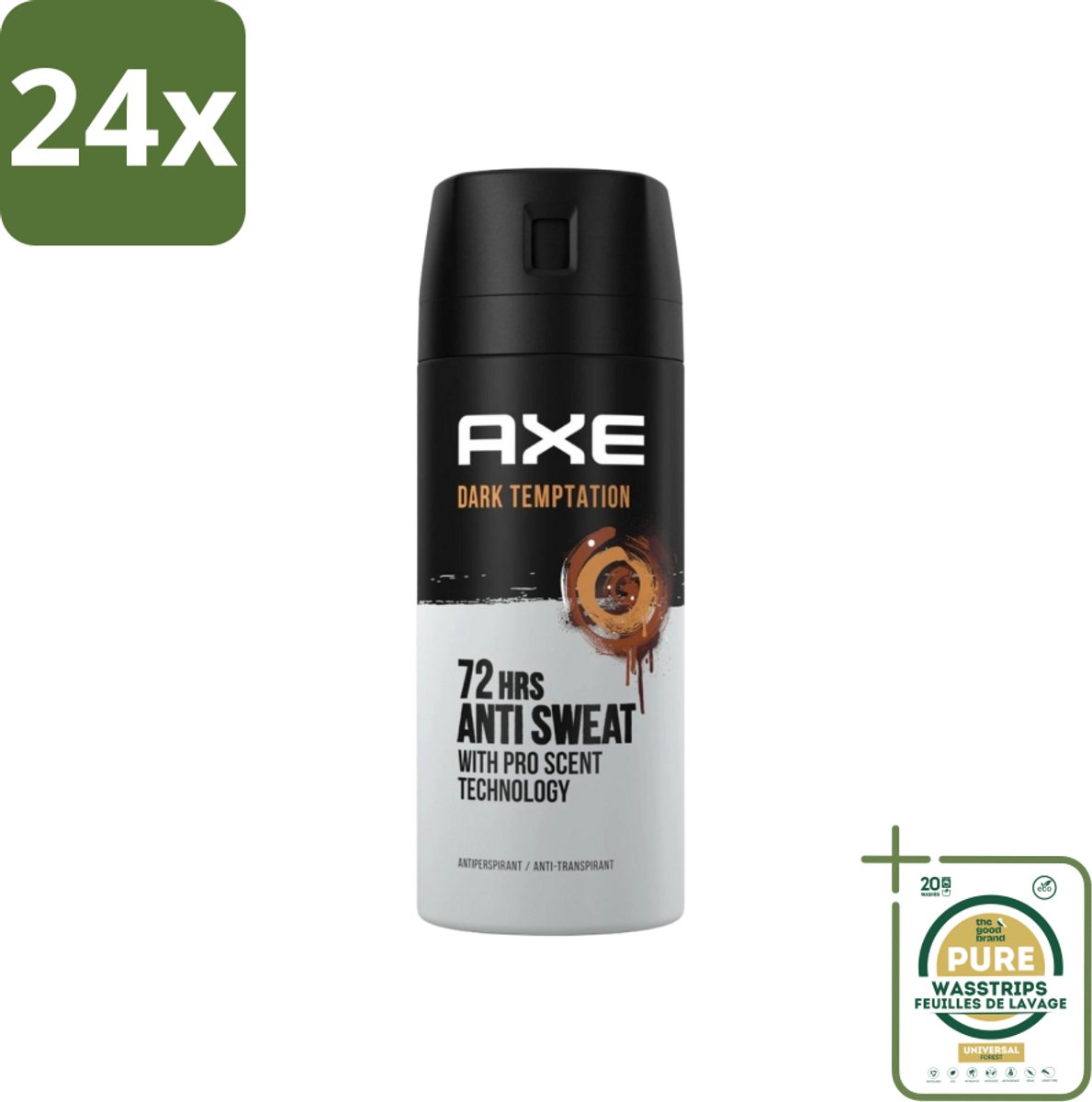 Axe - Deodorant Spray - 72hrs Anti Sweat - Dark Temptation - 150 ml - Voordeelverpakking - 24 stuks - Axe Dark Temptation - Chocolade geur
