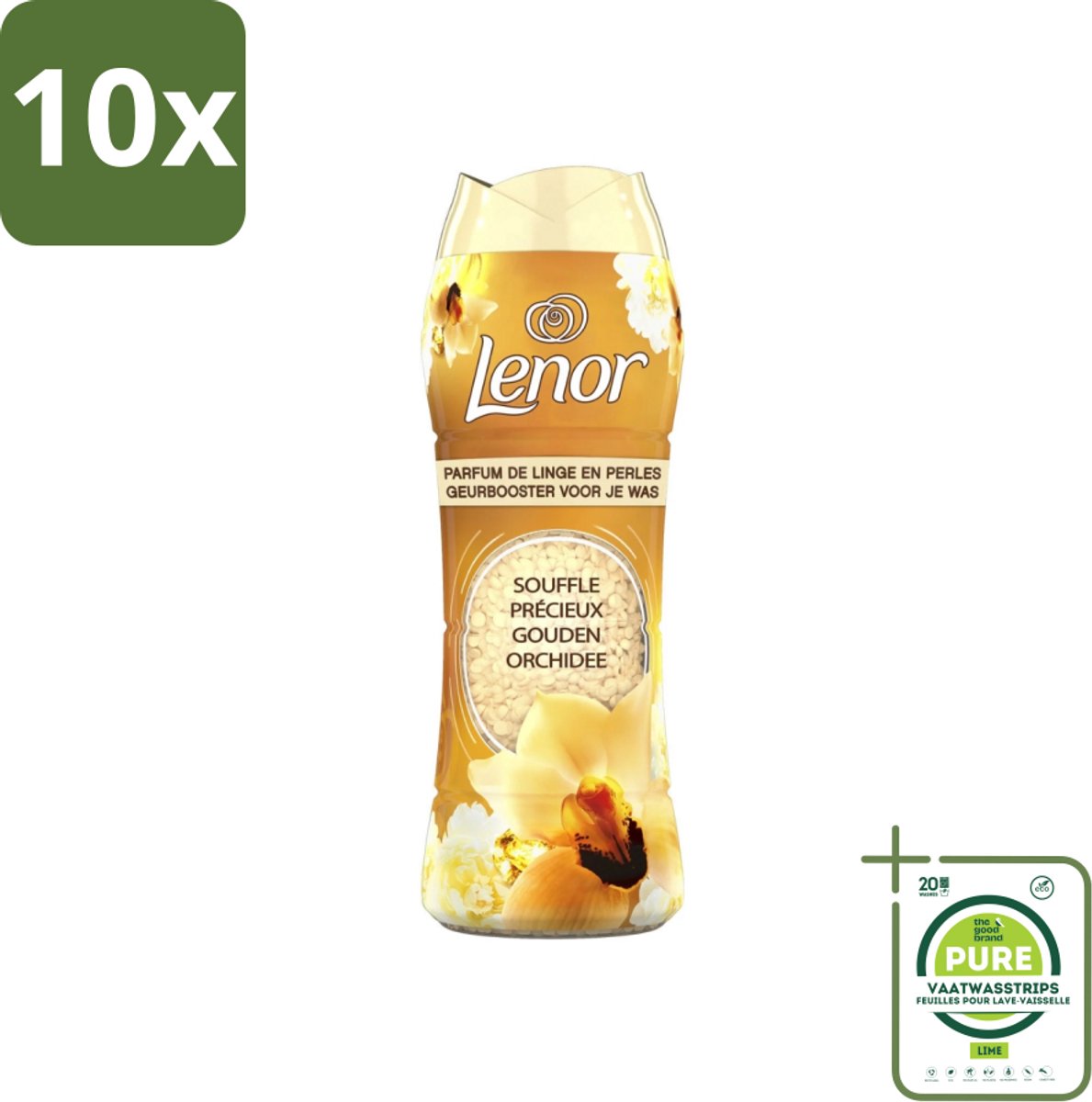 10 x Lenor - Geurbooster - Gouden Orchidee - 22 Wasbeurten - Grootverpakking - Lenor Geur - Wasgeur - Geurbooster - Wasverzachter - Gouden Orchidee