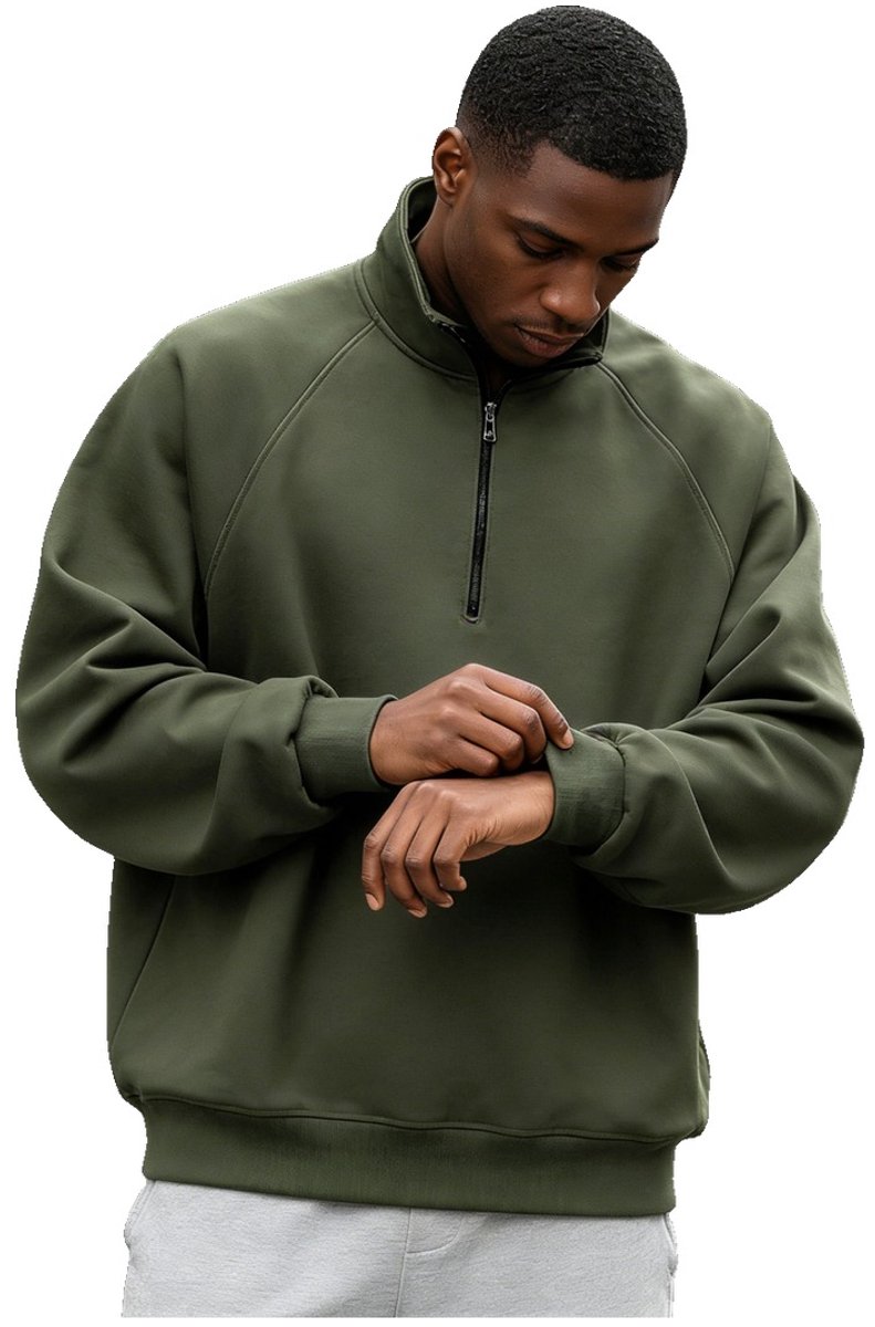 Currero Quarter Zip Heren Sweater Met Rits Jumper Quarterzip Hoodie Warme Trui Vest Lang Coltrui Lichtgrijs