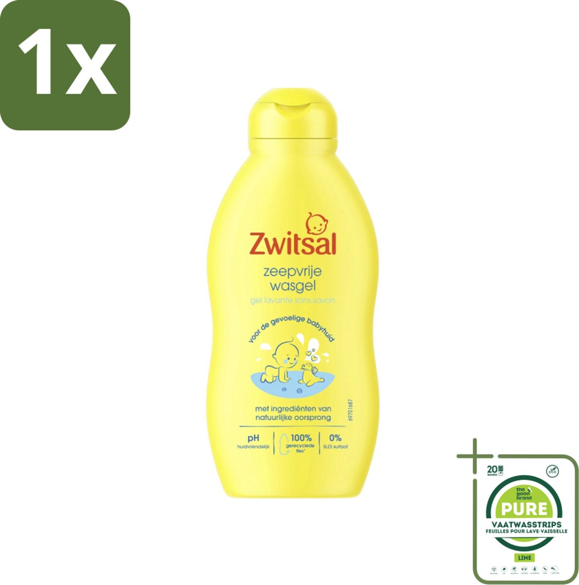 1 x Zwitsal - Babyverzorging - Zeepvrije Wasgel - Voor de Gevoelige Babyhuid - 200 ml - Babywasgel - Babyhuid - Gevoelige Babyhuid - Milde Reiniging - SLES-vrij