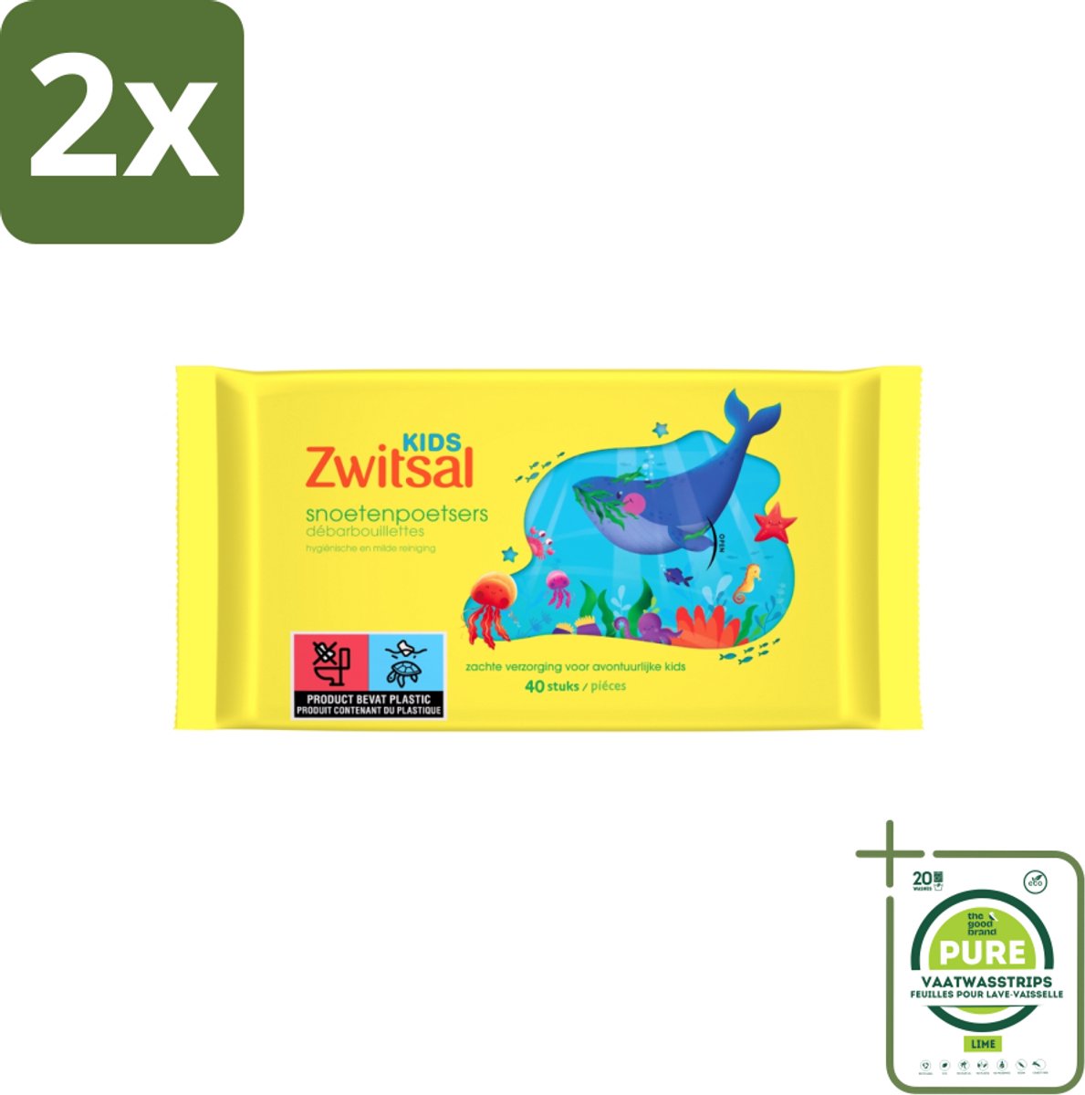 Zwitsal Kids - Snoetenpoetsers - Voor Handjes en Snoetjes - 40 Doekjes - Voordeelverpakking - 2 stuks - Zwitsal Kids - Snoetenpoetsers