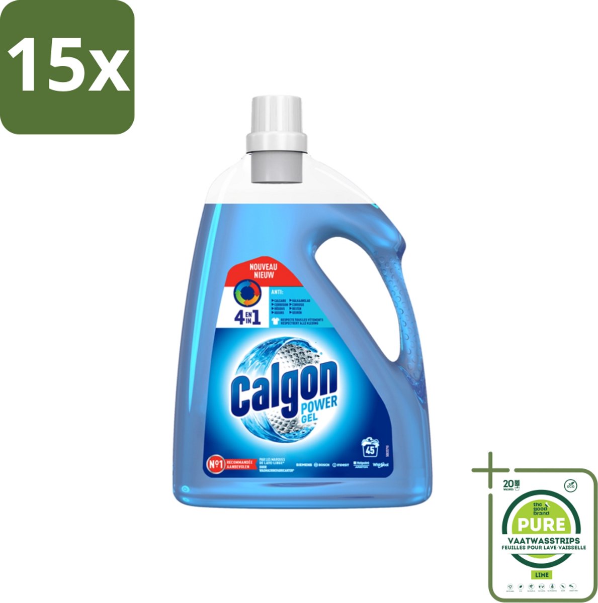 15 x Calgon Ontkalkingsgel Wasmachines 2,25 liter - Grootverpakking - Wasmachinereiniger - Ontkalkingsgel - Wasmachineonderhoud - Kalkaanslag - Wasmiddelresten