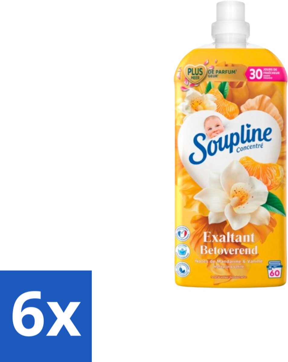 Soupline – Wasverzachter – Betoverend Mandarijn & Vanille – 1,28 L - Voordeelverpakking - 6 stuks