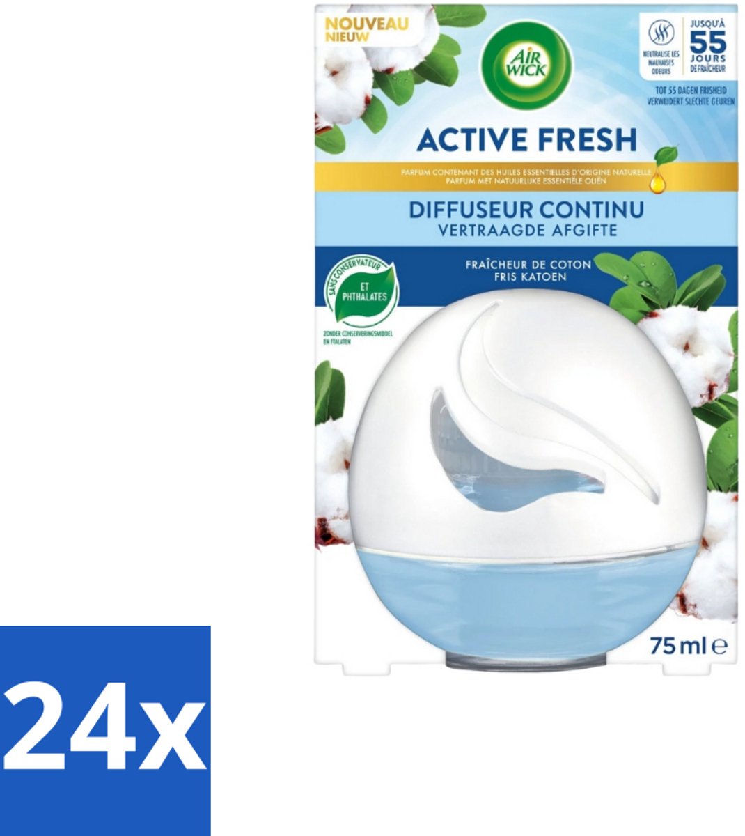 Air Wick – Luchtverfrisser – Deco Sphere Katoen – 75 ml - Voordeelverpakking - 24 stuks