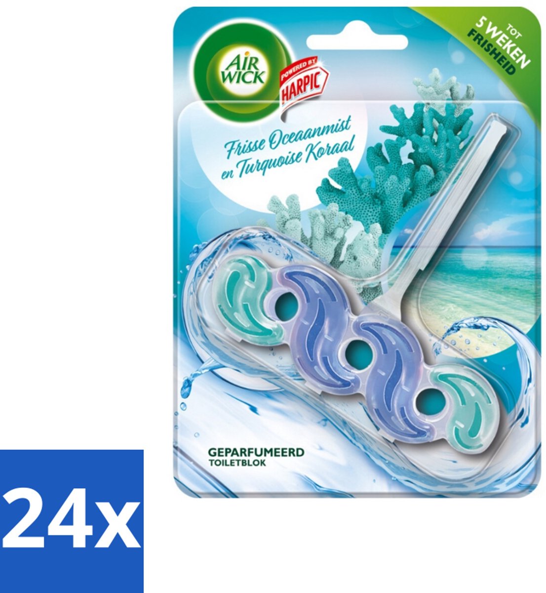 Air Wick – Toiletblok – Frisse Oceaanmist & Turquoise Koraal - Voordeelverpakking - 24 stuks