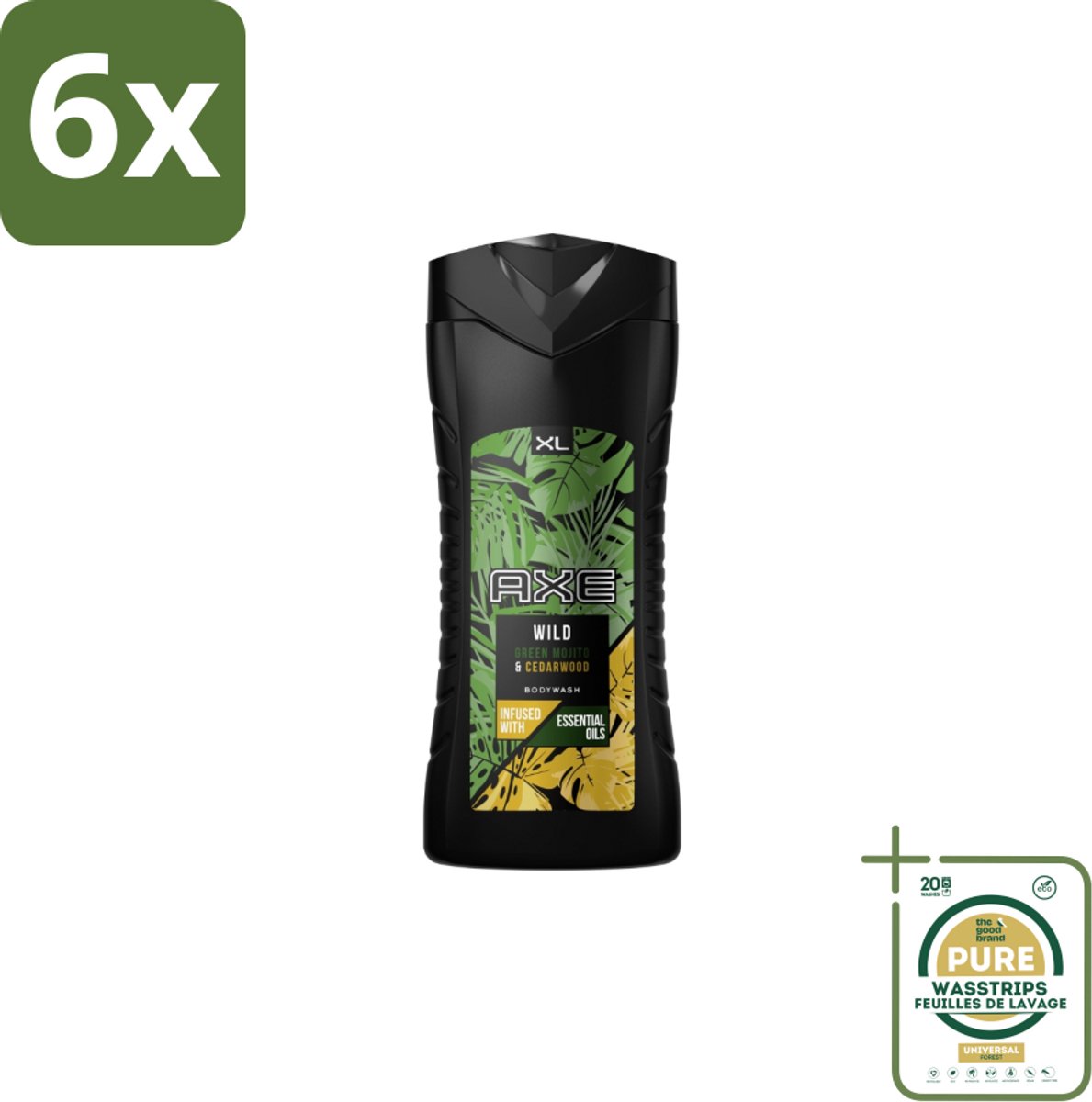 AXE - Douchegel - Wild - 400 ml - Voordeelverpakking - 6 stuks - Mojito - Cederhout